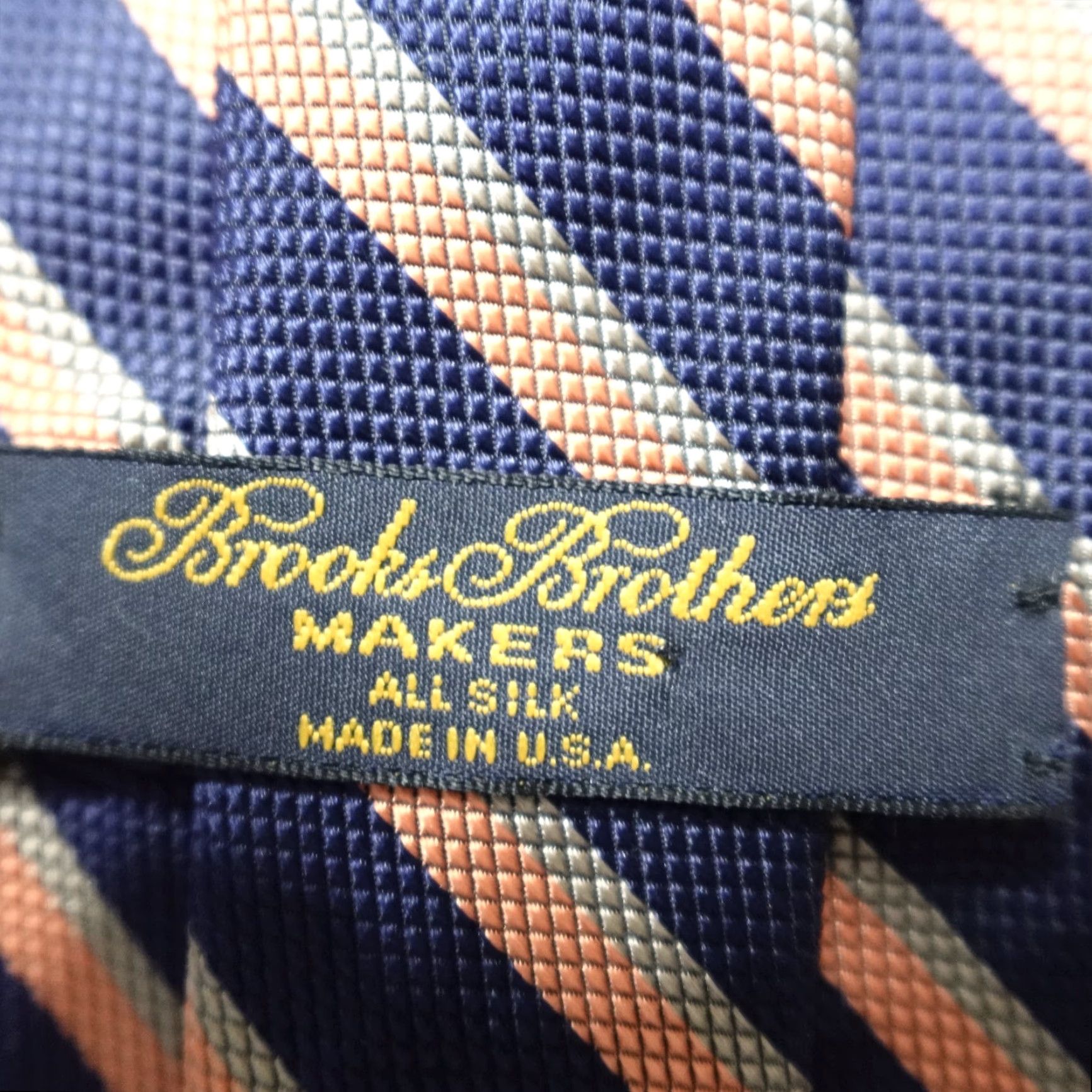 Brooks Brothers VINTAGE Brooks Brothers Tie Blue Orange Silver Striped Repp Regimental USA Silk Men Tie Classic Width Size ONE SIZE - 3 Thumbnail