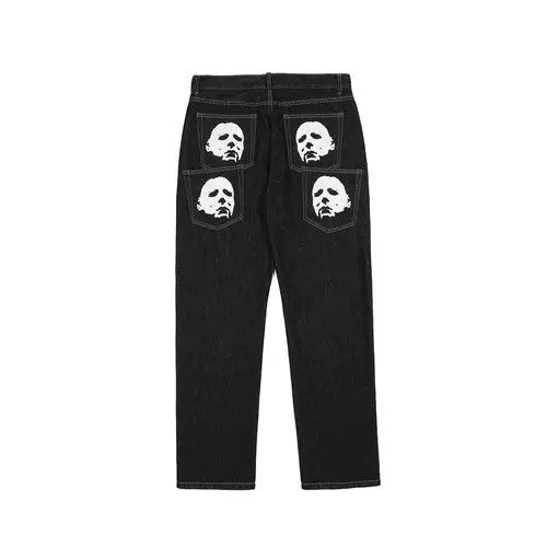 Jean FACES Graphic Black Denim Jeans Size US 30 / EU 46 - 3 Thumbnail