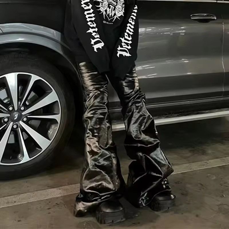 VIBE Wide Leg Glossy Pu Leather Pants Size US 33 - 10 Thumbnail