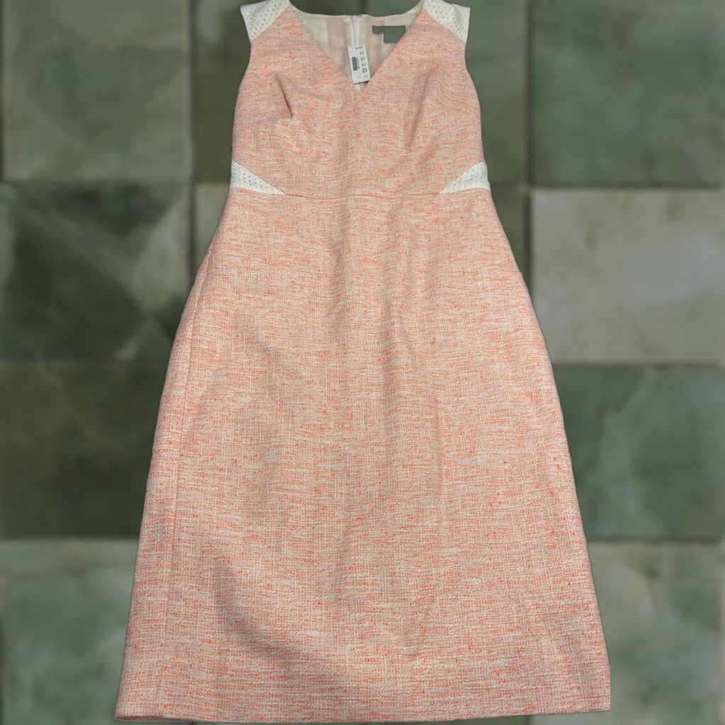 J.Crew J. Crew Dress Sleeveless Tweed Eyelet Sheath Career Orange Size 0 Womens Size XS / US 0-2 / IT 36-38 - 1 Thumbnail