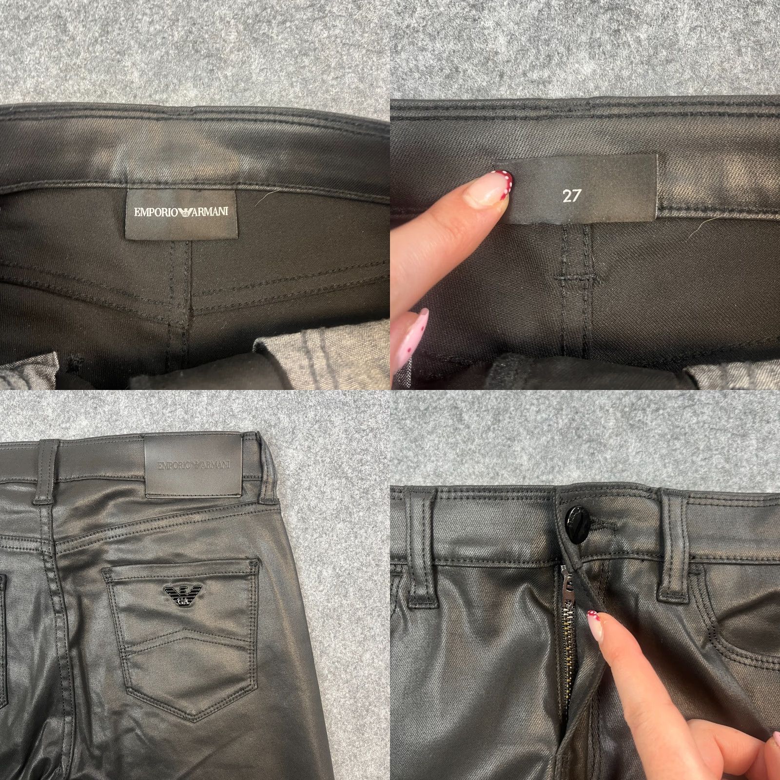 Emporio Armani Emporio Armani Womens Trousers Pants Skinny 27 30 UK 8 Black Coated Stretch Pants Sk Size 30" / US 8 / IT 44 - 8 Thumbnail