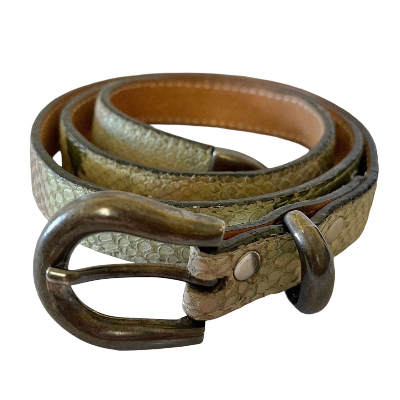 Other Streets Ahead Green Snake Embossed Leather Long Flap Belt Size ONE SIZE - 7 Thumbnail