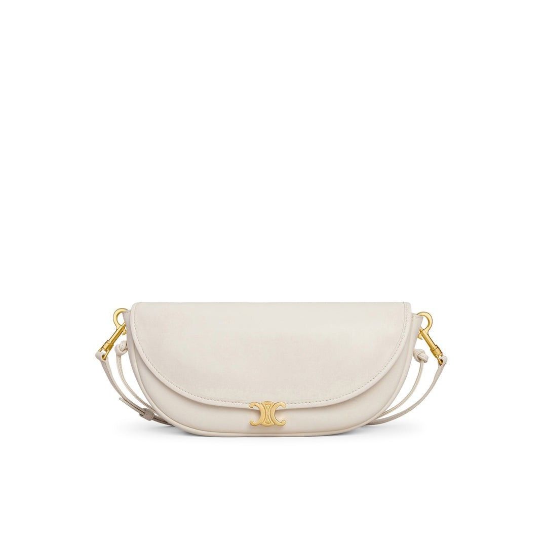 Celine CELINE White Triomphe Small Crescent Soft Shoulder Bag New & Size ONE SIZE - 1 Thumbnail