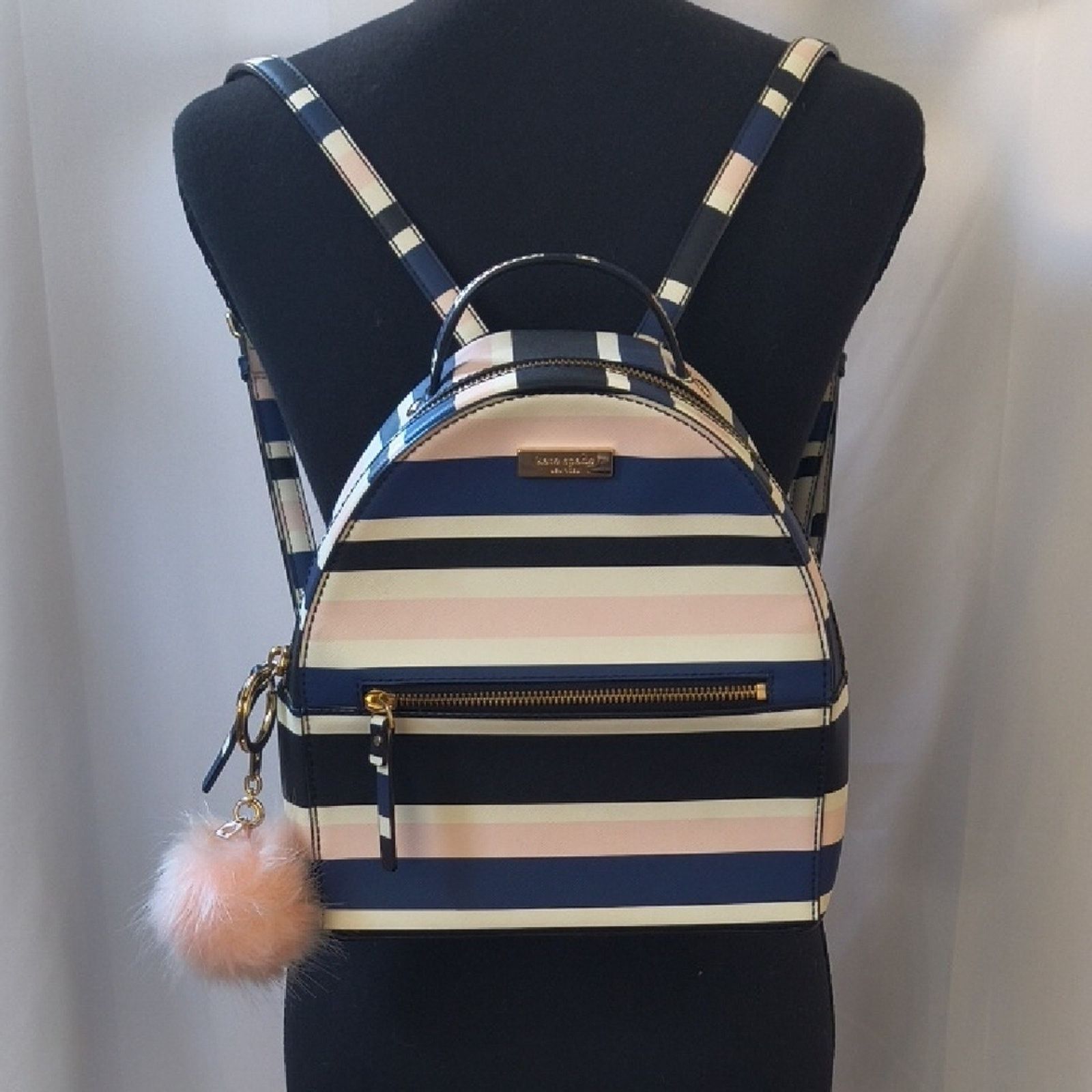Kate Spade Kate Spade Navy and Pink Striped Backpack Size ONE SIZE - 1 Thumbnail