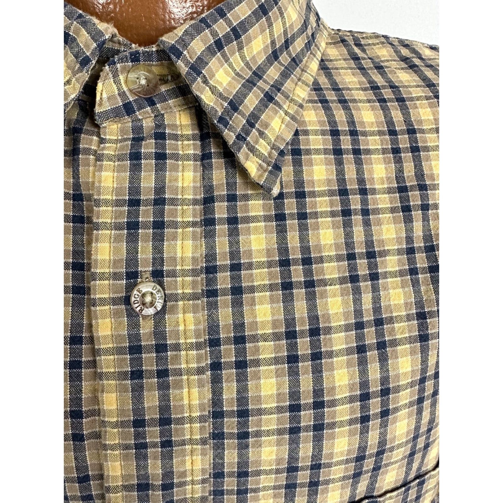 Vintage VINTAGE Denim Ridge Shirt Denim Ridge Button-Up Shirt Men XL Oversized Beige Check 90s Casual Hipster Size US XL / EU 56 / 4 - 6 Thumbnail