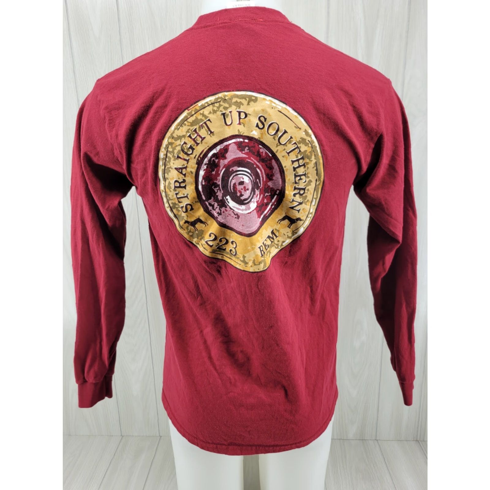 Vintage Straight Up Southern Shirt Long Sleeve Adult Medium Red 223 Rem Size M / US 6-8 / IT 42-44 - 2 Thumbnail