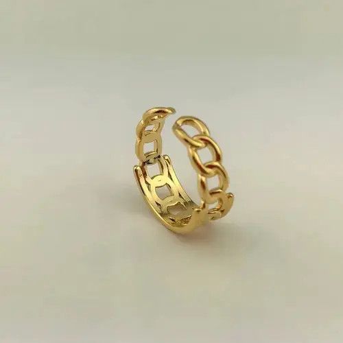 Ring Of Fire Gold Plated Adjustable Brass Linked Up Chain Ring Size ONE SIZE - 4 Thumbnail