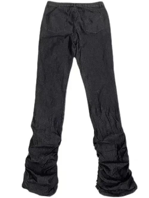 Jean Washed distressed pleated micro-flare bat-print jeans Size US 32 / EU 48 - 2 Thumbnail