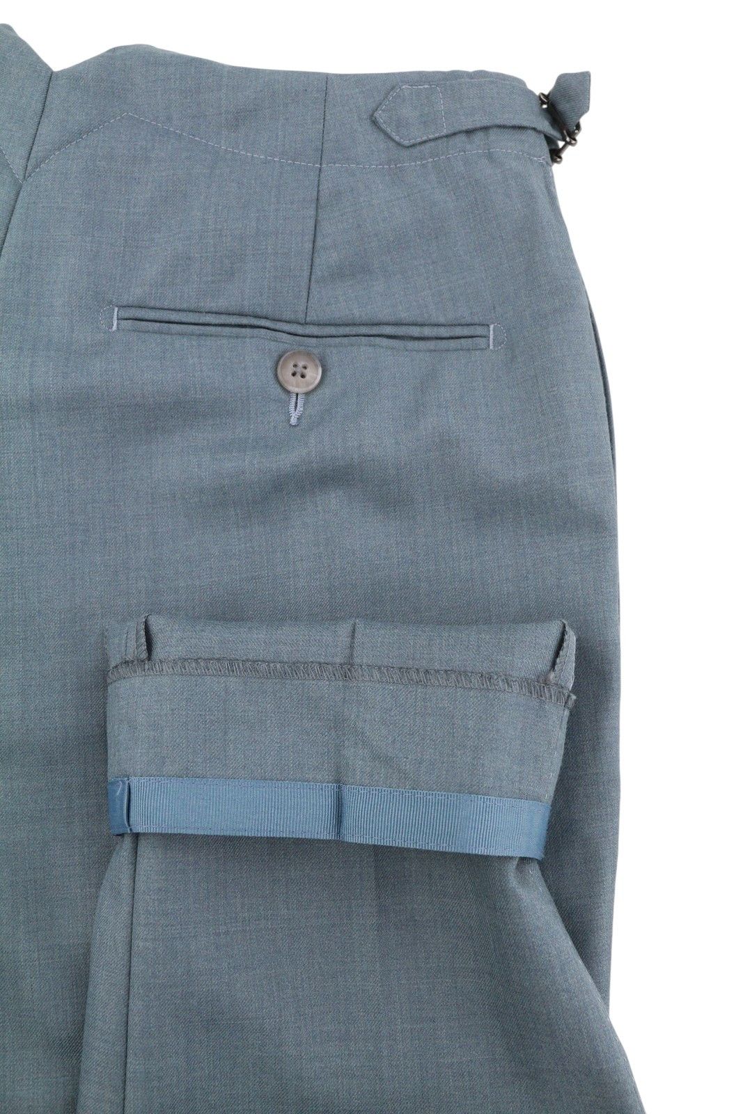 Suitsupply SLIM UK34R Blue Wool Flat Front Zip Trousers 86727 Size 34R - 5 Thumbnail