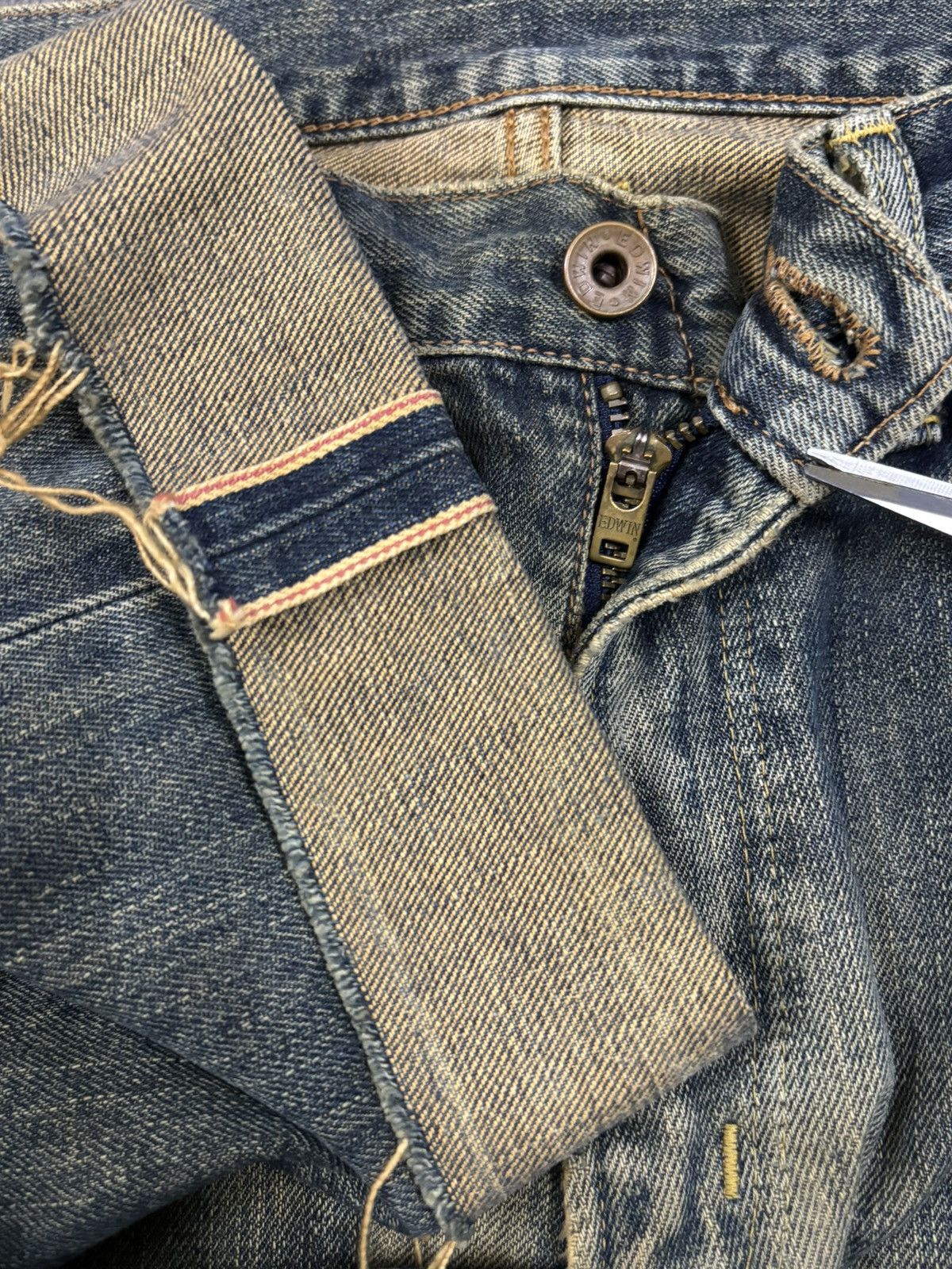 Edwin Vintage Edwin 505X Selvedge Mud Wash Baggy Frayed Leg Jeans Size US 30 / EU 46 - 5 Thumbnail