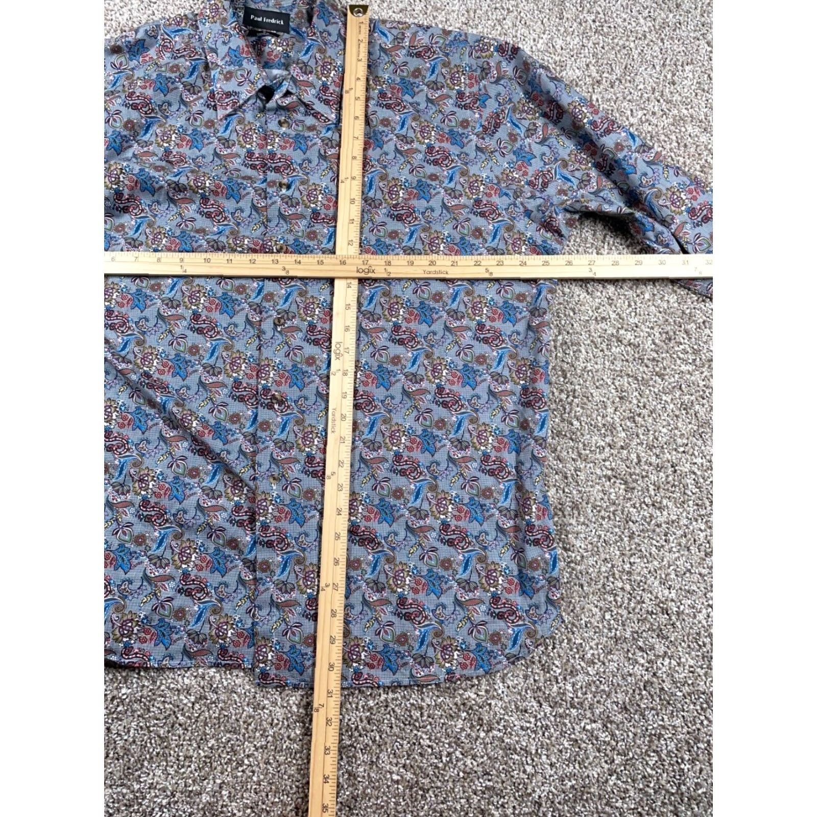 Vintage Paul Fredrick Paisley Pattern Shirt Adult XL Gray Cotton Long Sleeve Button-Up Classic Fit Mens Size US XL / EU 56 / 4 - 5 Thumbnail