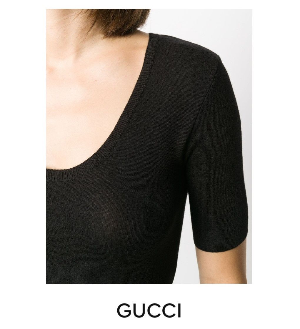 Gucci Gucci Cashmere/Silk Black U Neck Top Size S / US 4 / IT 40 - 4 Thumbnail