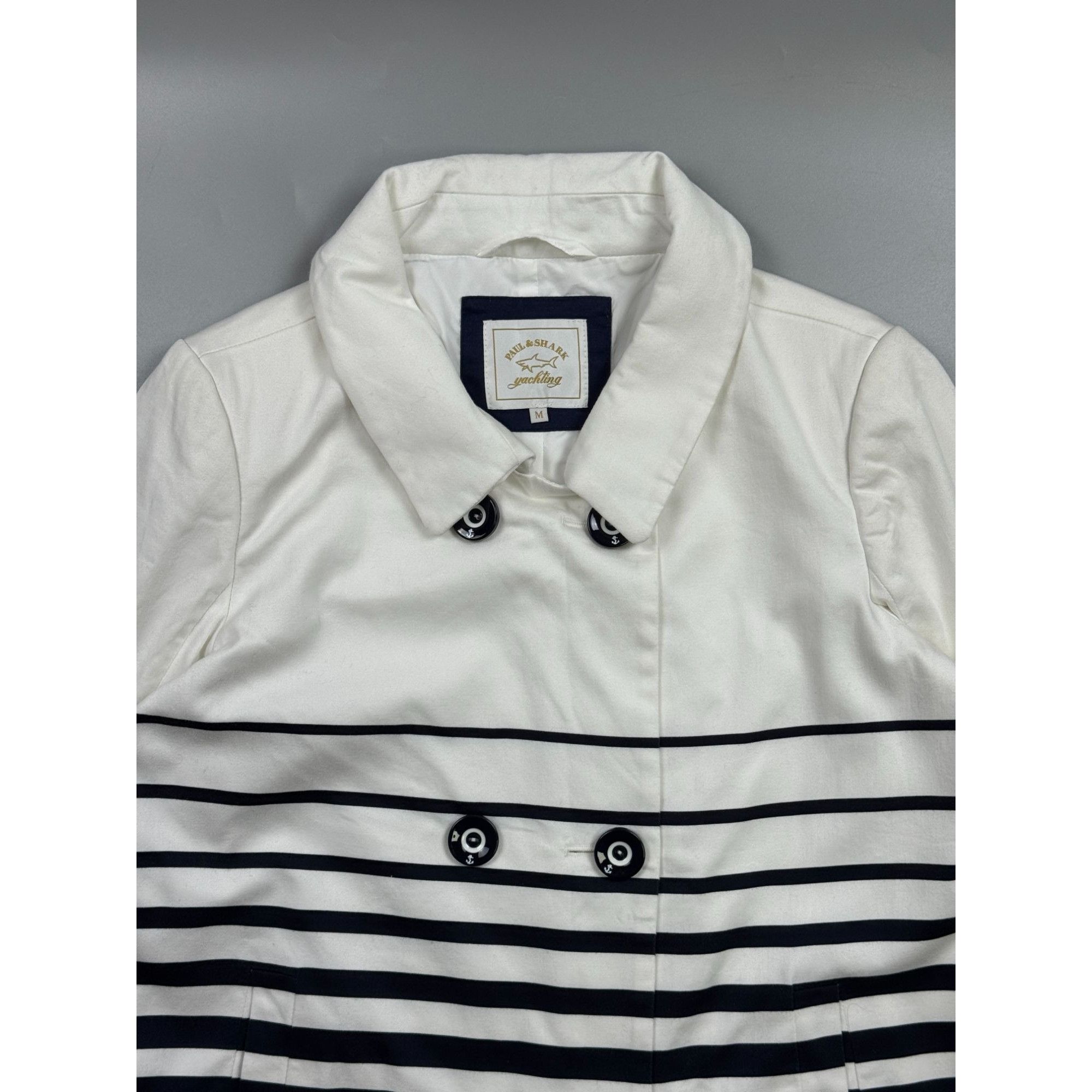 Paul & Shark Paul & Shark Double Breasted Striped Coat (Y1222) Size M / US 6-8 / IT 42-44 - 3 Thumbnail
