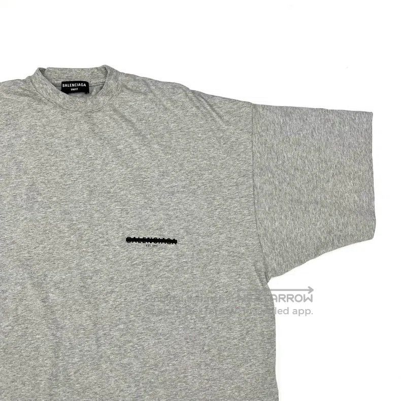 Balenciaga Balenciaga Grey Front and Back Letter Logo Striped Tape Sh Size US M / EU 48-50 / 2 - 4 Thumbnail