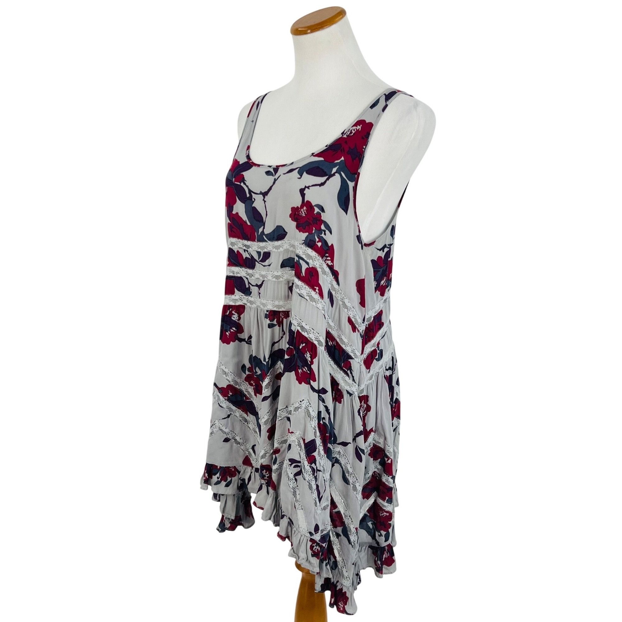 Free People Free People Gray Floral Trapeze Mini Slip Dress| Whimsigoth Size M / US 6-8 / IT 42-44 - 6 Thumbnail