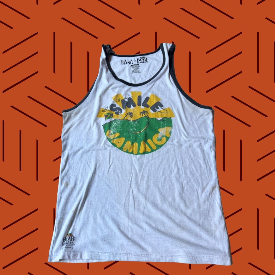 Billabong VINTAGE Bob Marley x Billabong Reggae Sun ‘Smile Jamaica’ Tank Top Shirt Small White Men Tank Top Shirt XS? Size US S / EU 44-46 / 1 - 1 Thumbnail