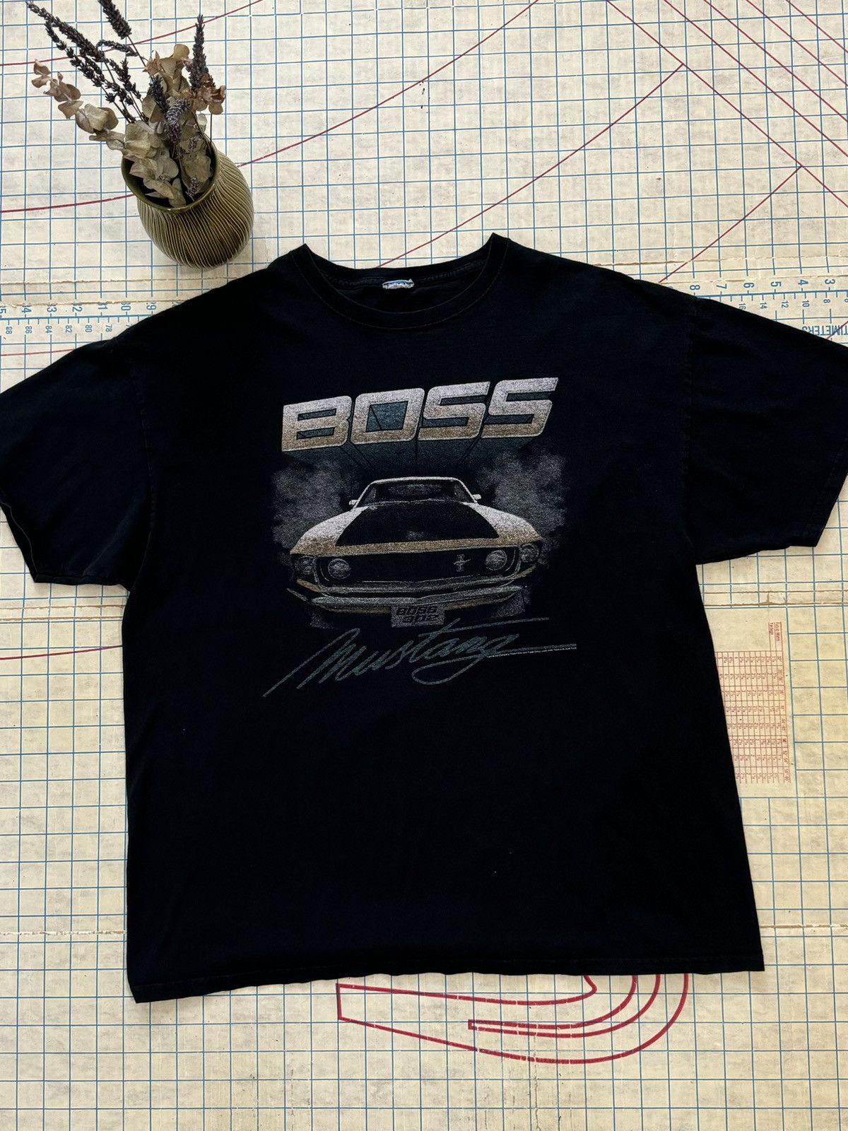 Mustang × Vintage Boss Mustang Black Graphic Tee Racing Muscle Car XL Size US XL / EU 56 / 4 - 1 Thumbnail