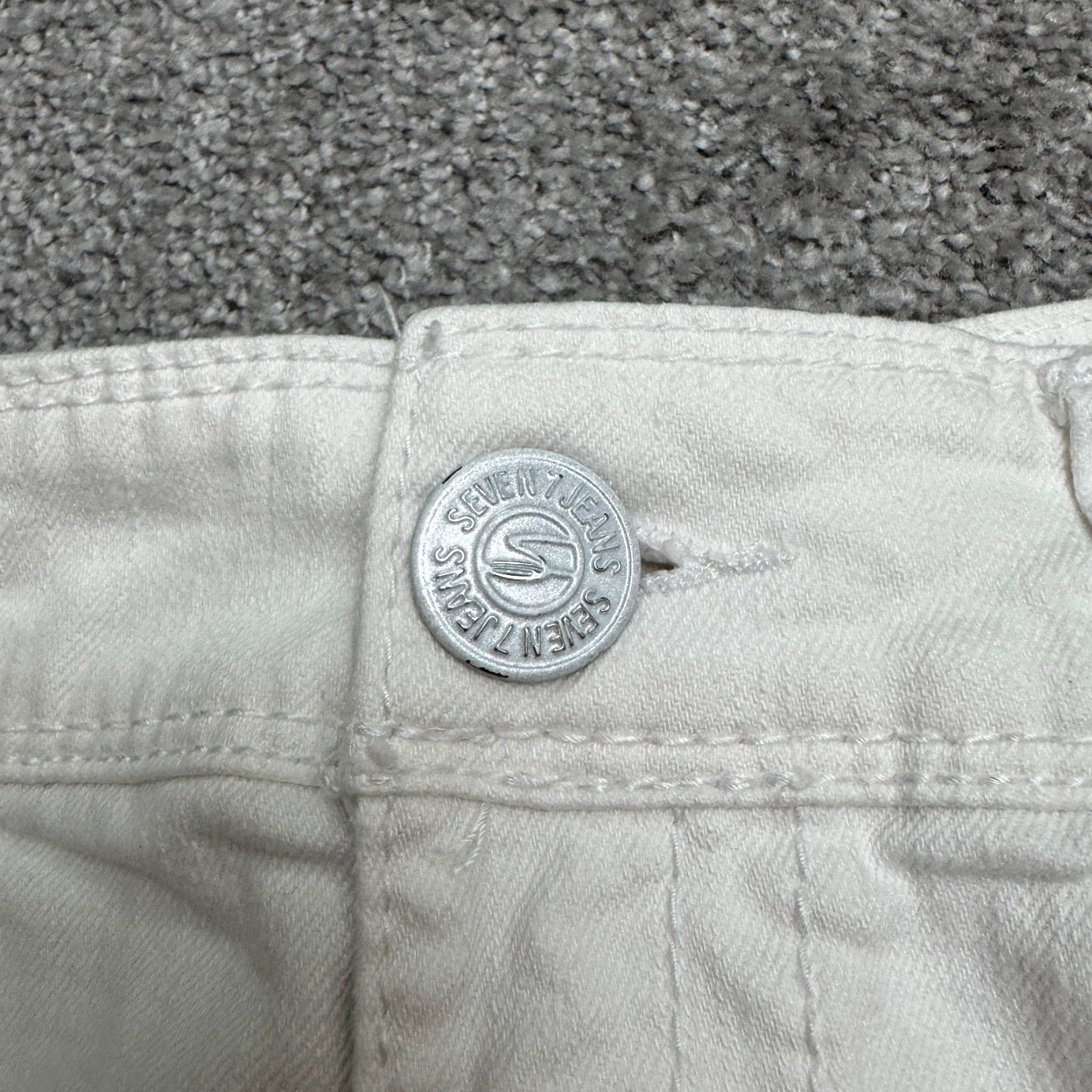Vintage Seven7 Capri Denim Jeans Womens 12 White Straight Raw Hem Stretch Casual 36x19 Size 34" / US 12 / IT 48 - 3 Thumbnail