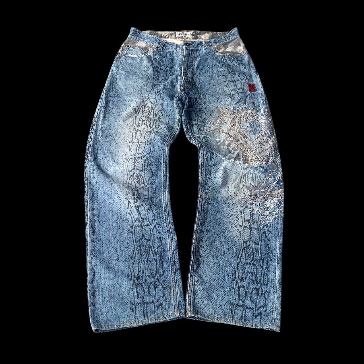 Karakuri Tamashii Rare Karakuri Tamashii Snakeskin Dragon Embroidered Distress Size US 33 - 9 Thumbnail