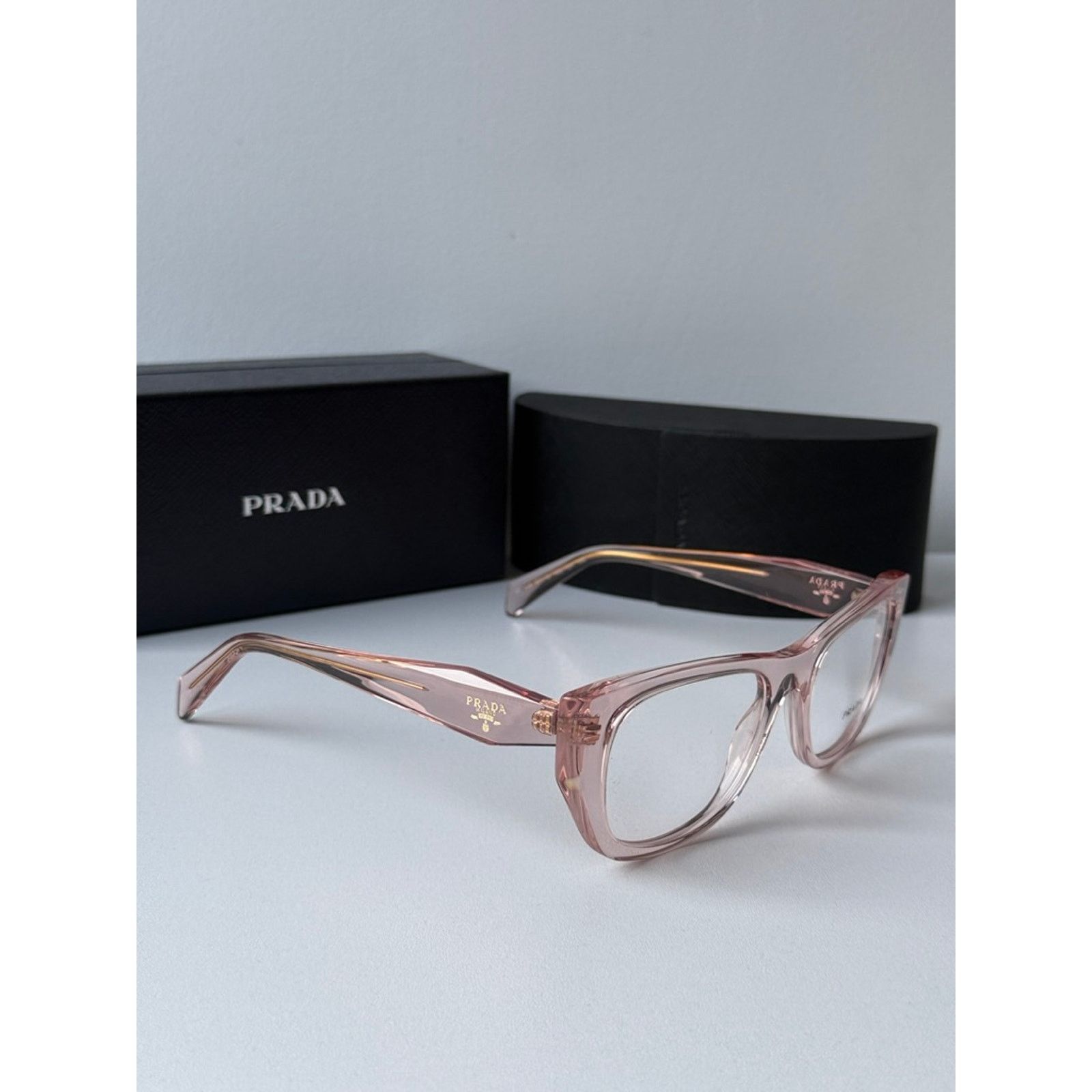 Prada NEW Prada PR A18V Eyeglasses Frames in Transparent Pink Size ONE SIZE - 5 Thumbnail