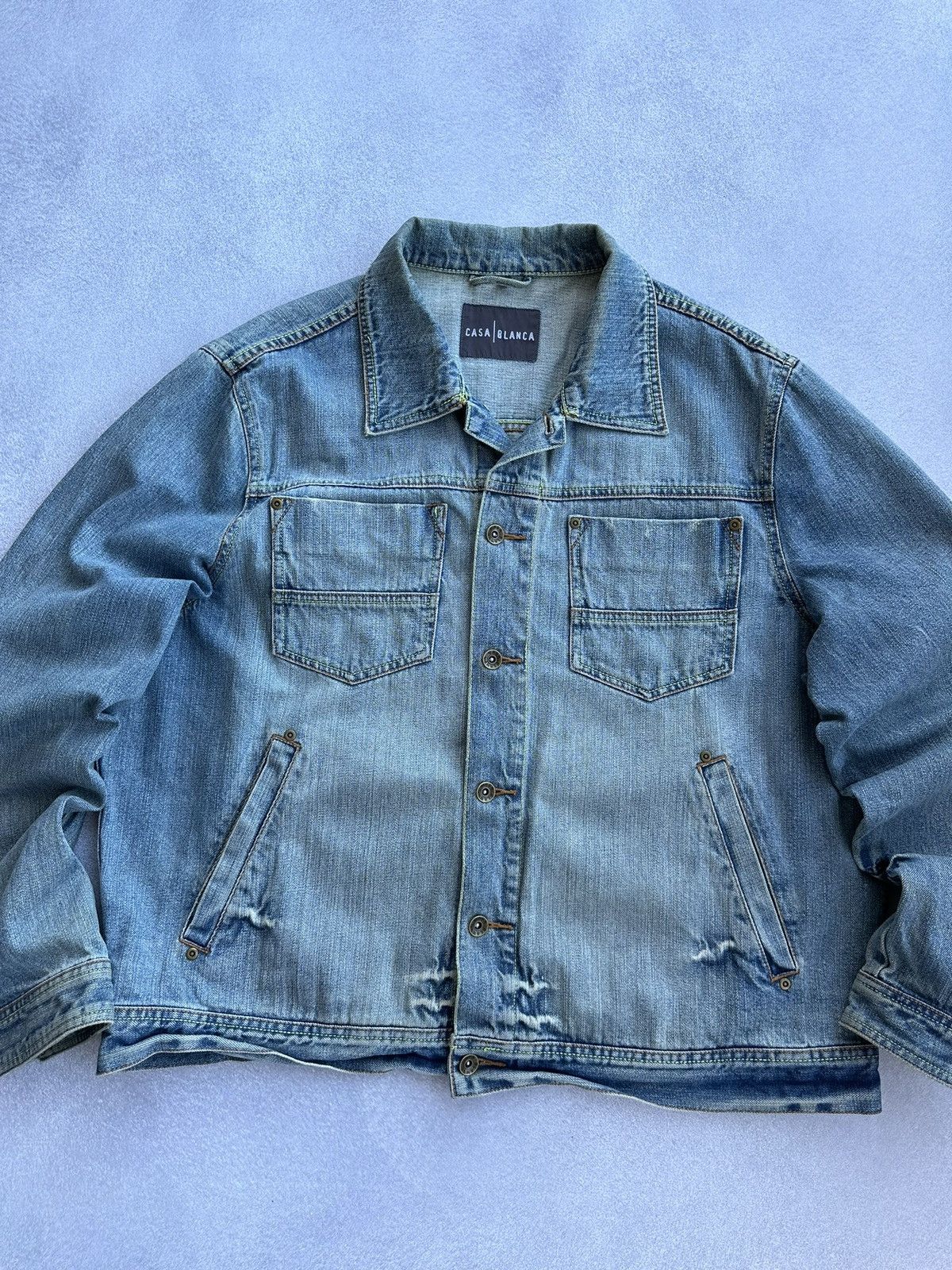 Casablanca × Vintage Vintage Casablanca Denim Distressed Japanese Jacket Size US XL / EU 56 / 4 - 6 Thumbnail