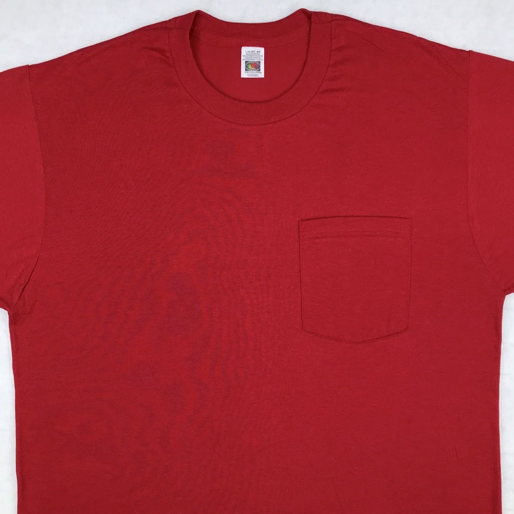 Fruit Of The Loom VINTAGE Fruit of the Loom T-Shirt Mens L Red 90s 80s Paper Thin NOS Burgund y Shirt Size US L / EU 52-54 / 3 - 6 Thumbnail