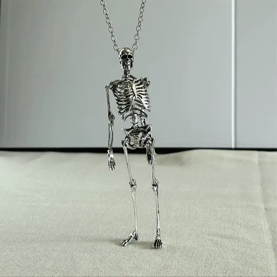 Vintage Vintage Goth Skull Skeleton Necklace Size ONE SIZE - 4 Thumbnail