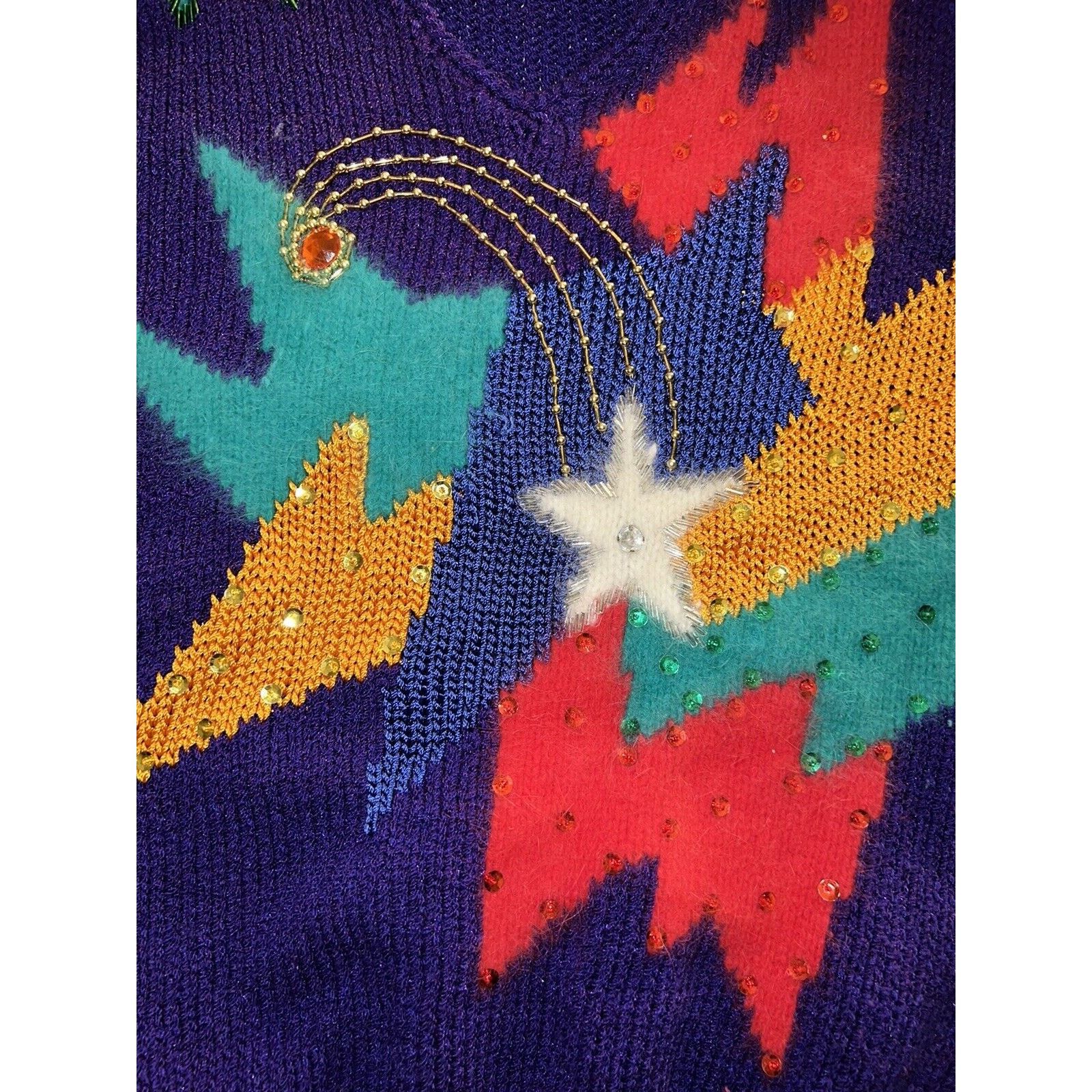 The Unbranded Brand Vintage CHRISTINE Sweater Purple Hand Knit Angora Beads sz S Size S / US 4 / IT 40 - 3 Thumbnail
