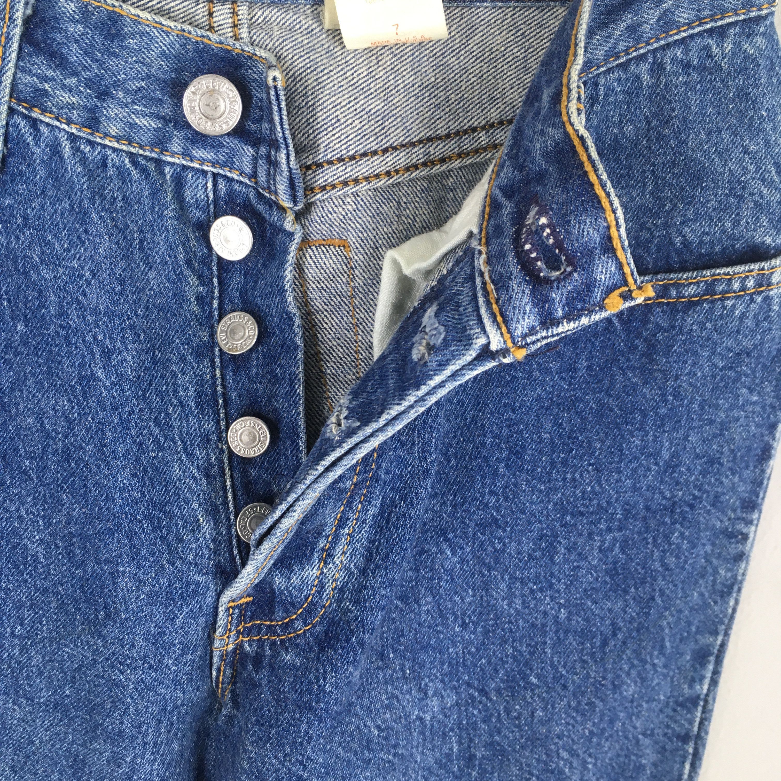 Levi's Size 23x30 Vintage 90s Levi's 501 Dark Blue Jeans S1873 Size 23" - 6 Thumbnail