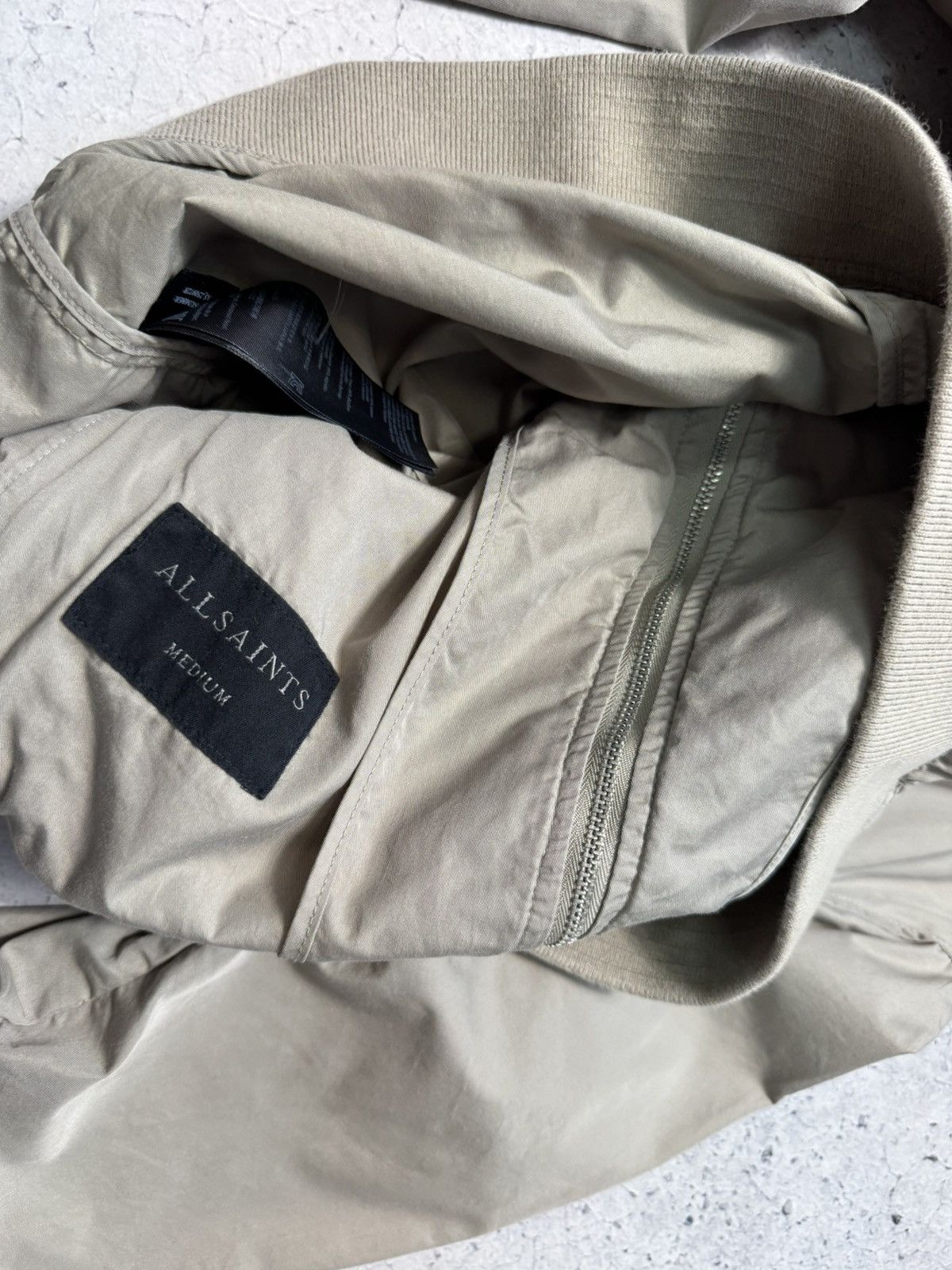 Allsaints Allsaints Nylon Bomber Jacket Full Zip Beige Size M Size US M / EU 48-50 / 2 - 7 Thumbnail