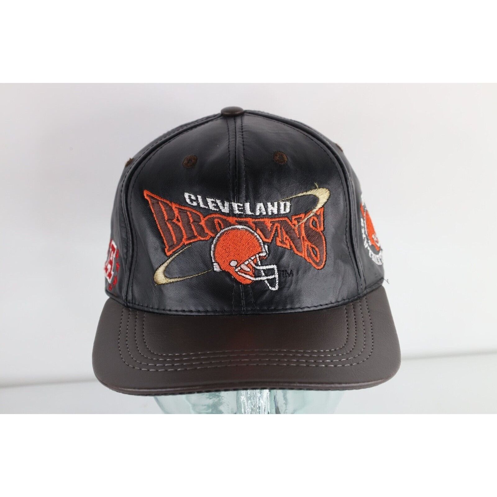 Vintage Vintage 90s Spell Out Cleveland Browns Football Leather Hat Size ONE SIZE - 1 Thumbnail