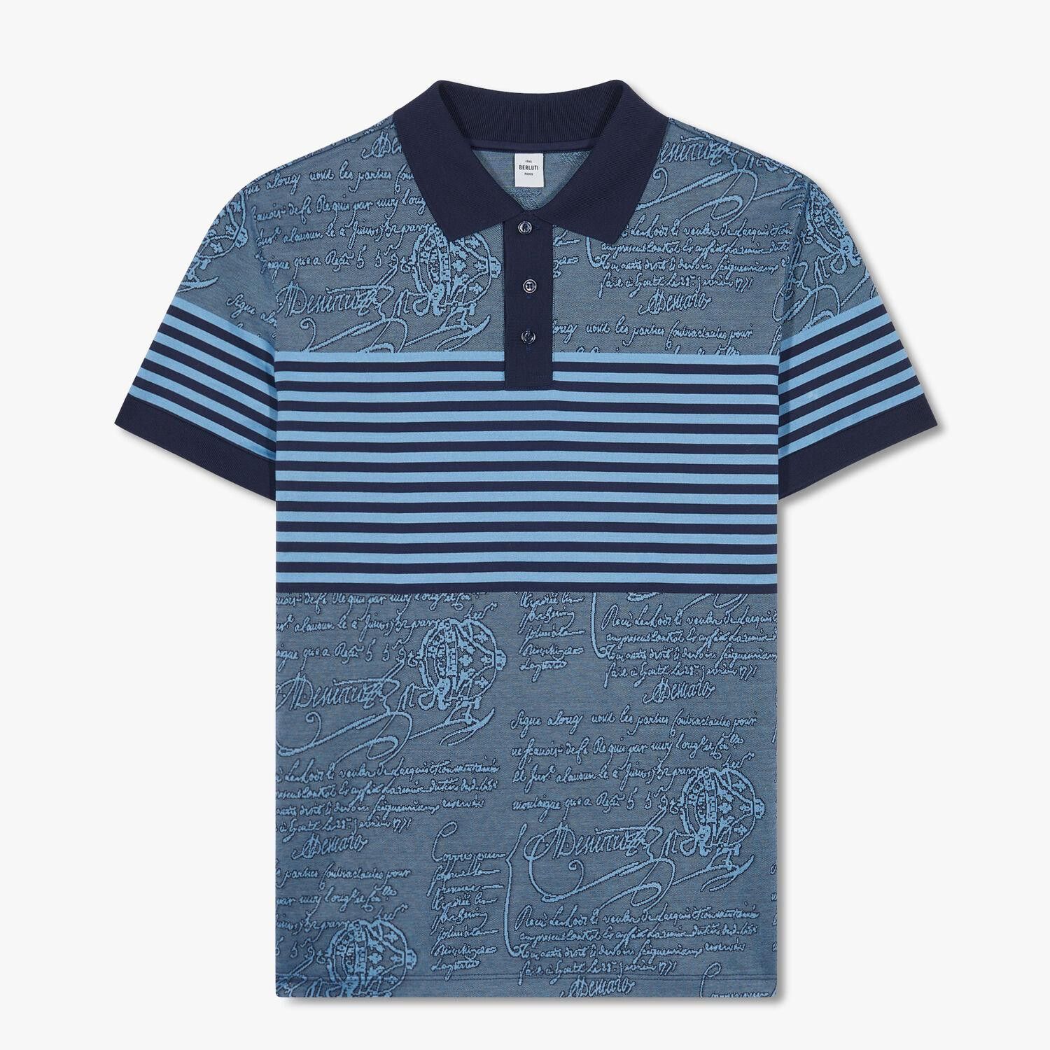 Berluti BERLUTI Striped Scritto blue majorelle cotton polo shirt M Size US M / EU 48-50 / 2 - 1 Thumbnail