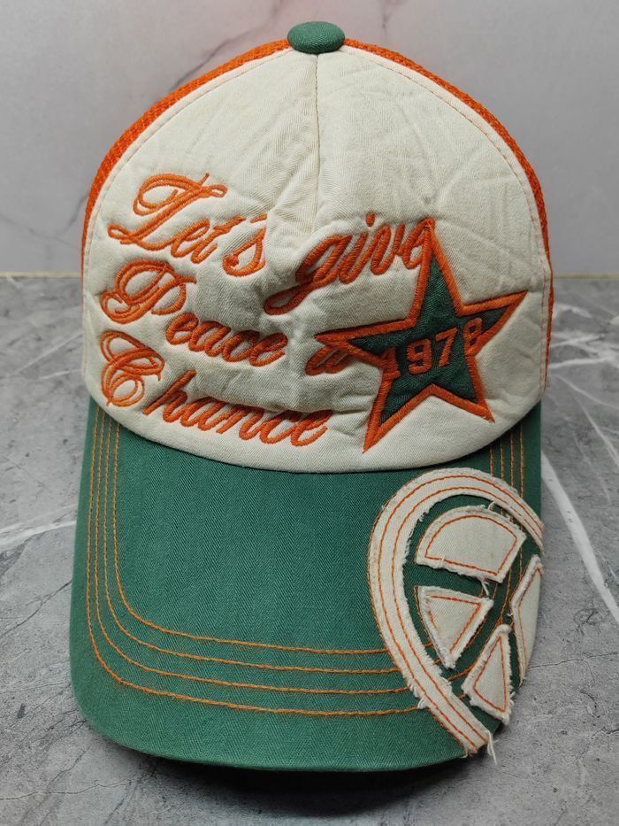 Japanese Brand Vintage Peace Distressed Style Cap Hat Size ONE SIZE - 2 Thumbnail