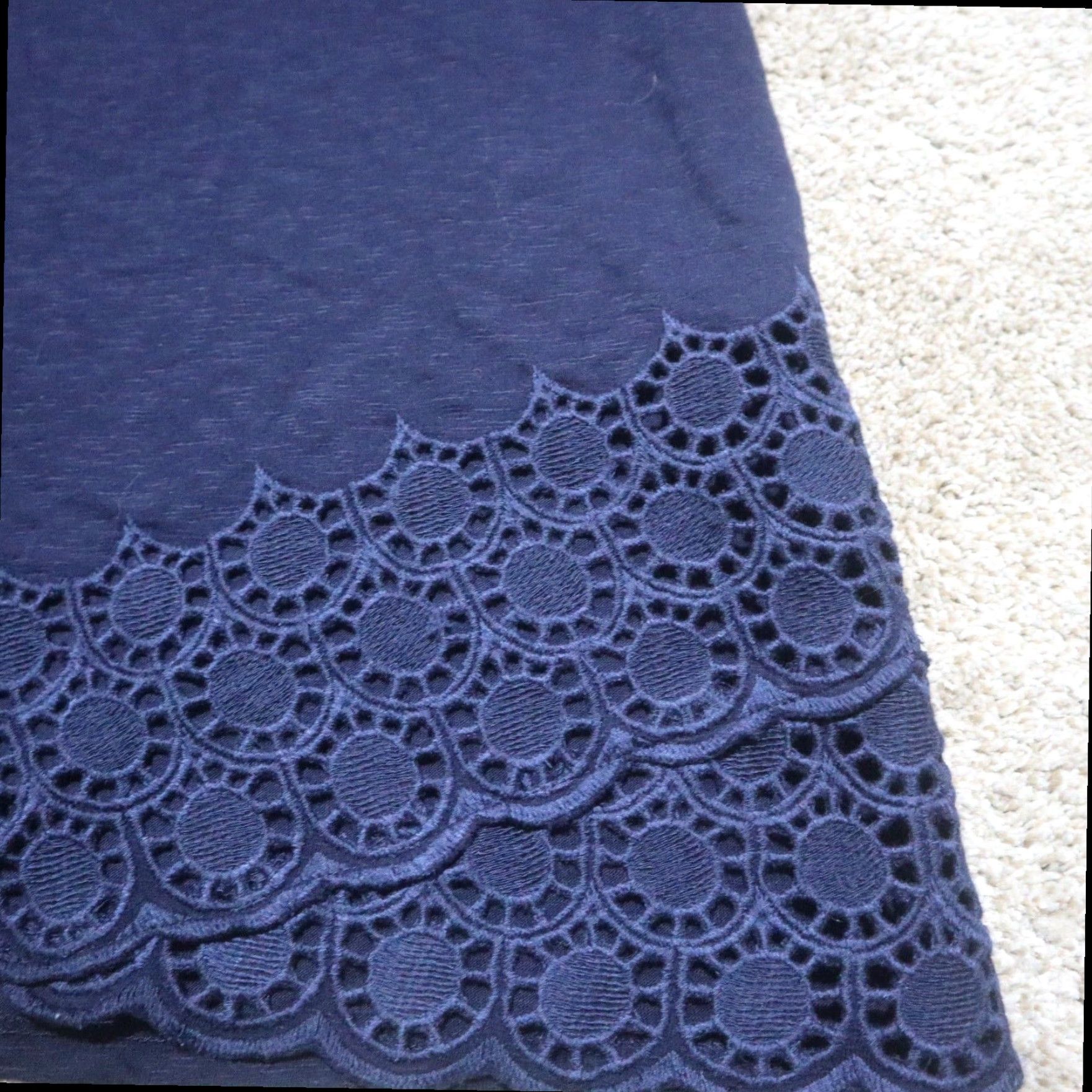 Loft Ann Taylor Blue Lace Women's T-Shirt Top XS Extra Small Size XS / US 0-2 / IT 36-38 - 2 Thumbnail