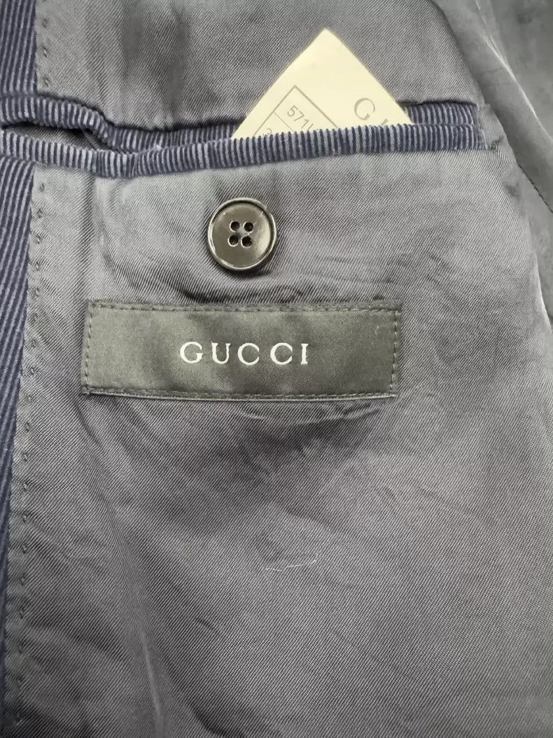 Gucci Gucci Blue logo badge embroidered long-sleeved suit 2502-Ne Size 50R - 4 Thumbnail