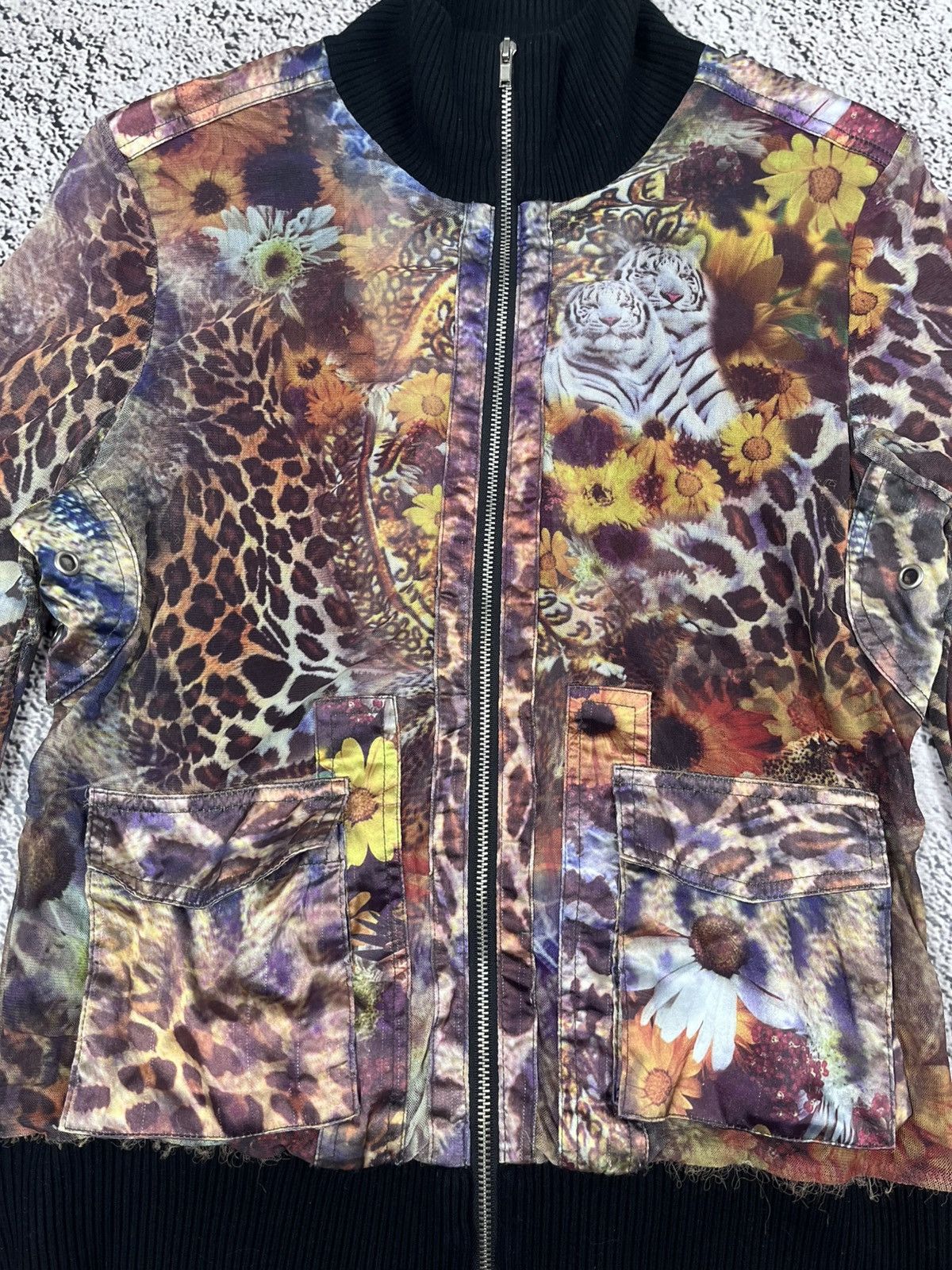 Japanese Brand Vintage Mesh Printed Animal Zip Jacket Floral Cavalli Style Size M / US 6-8 / IT 42-44 - 10 Thumbnail