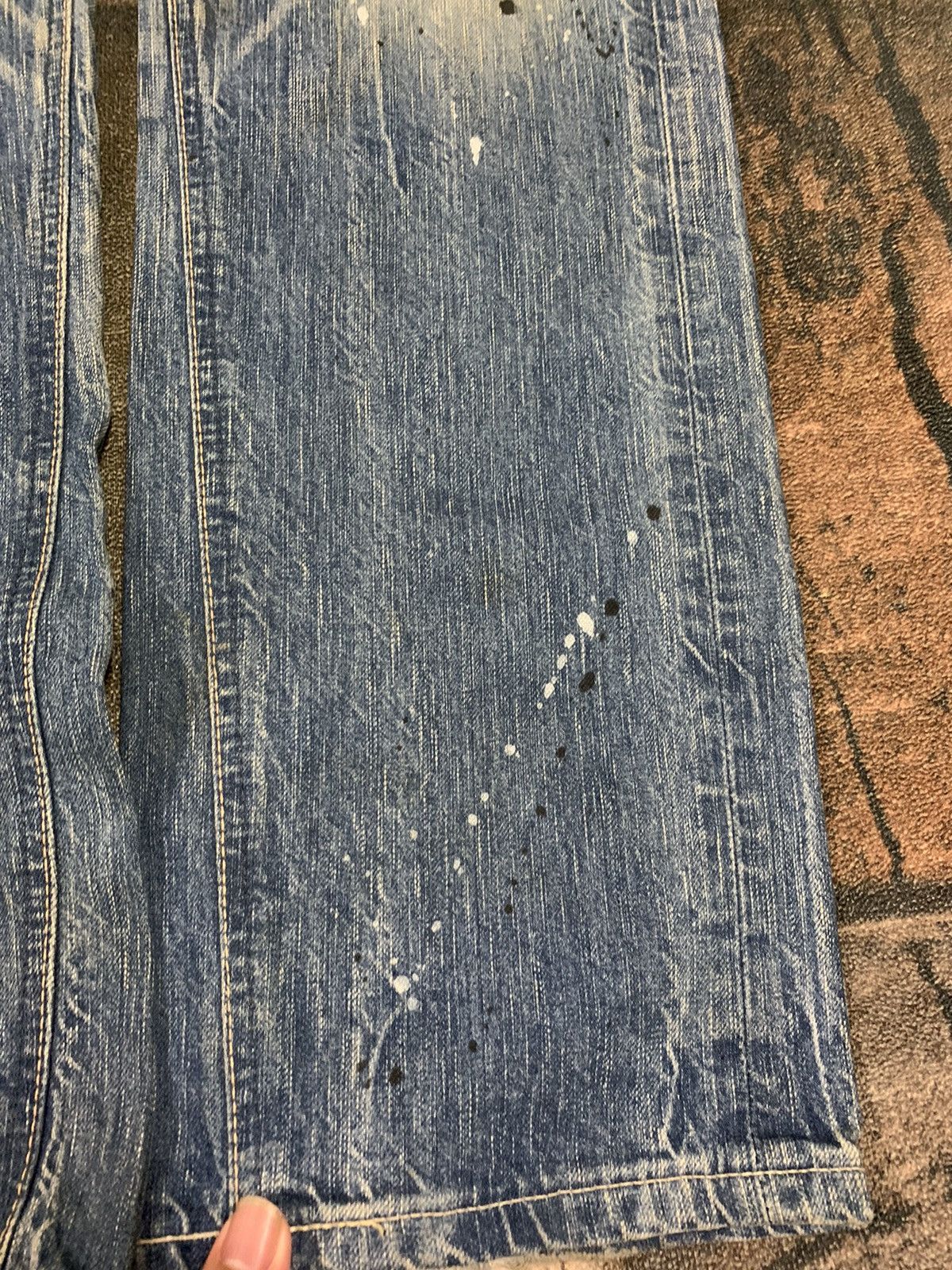 If Six Was Nine × Japanese Brand × Le Grande Bleu (L.G.B.) CRAZY DOPE DISTRESSED SPLATTER 503 EDWIN BLUE TRIP VINTAGE Size US 33 - 14 Thumbnail