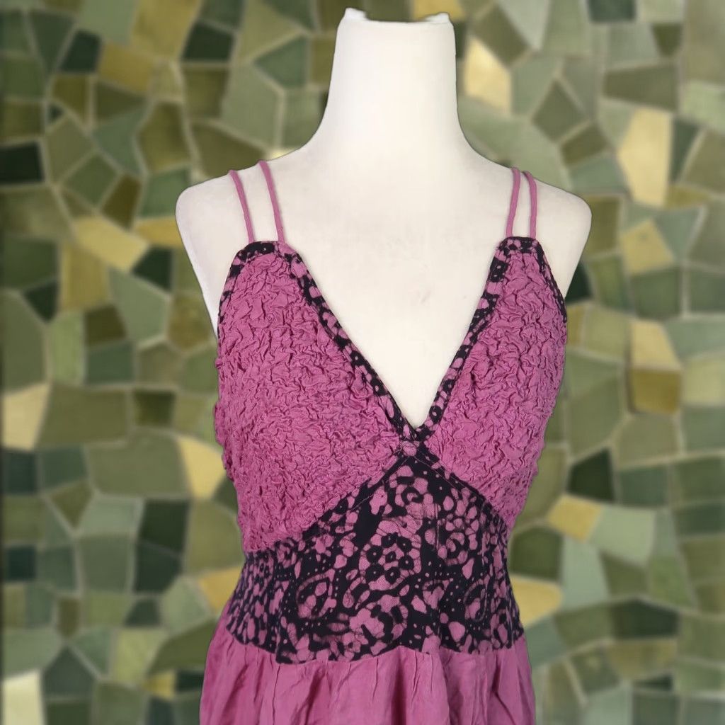 Vintage VINTAGE 90s Advance Apparels Dress Mini Sleeveless Purple Black Cotton Rayon Womens M Short Bohemian 90s Casual Dress Size M / US 6-8 / IT 42-44 - 1 Thumbnail