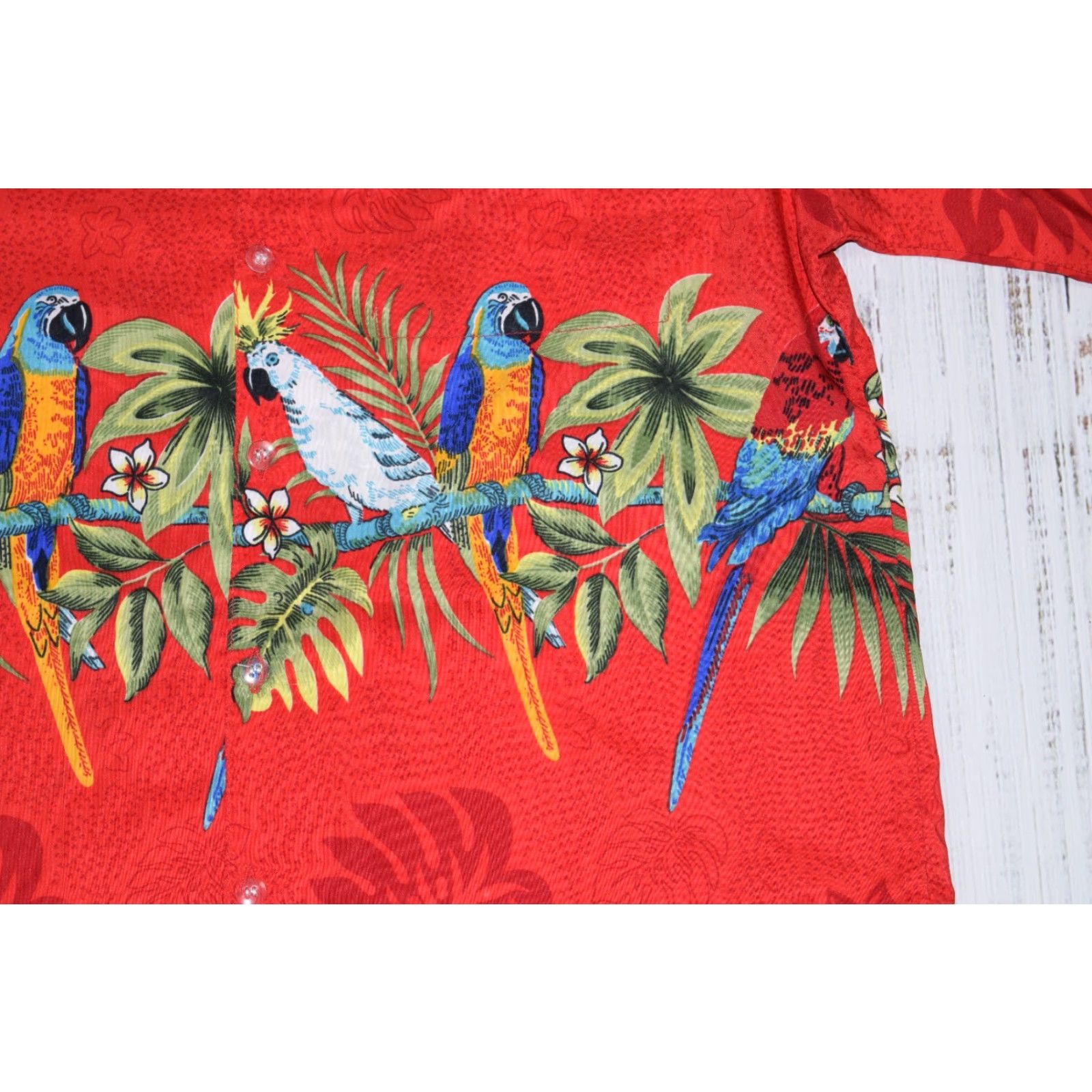 Vintage VINTAGE Royal Creations Shirt Mens Regular 40 Red Palm Leaf Hawaiian Button-Up Short Sleeve Beach 90s Mens Size US L / EU 52-54 / 3 - 2 Thumbnail