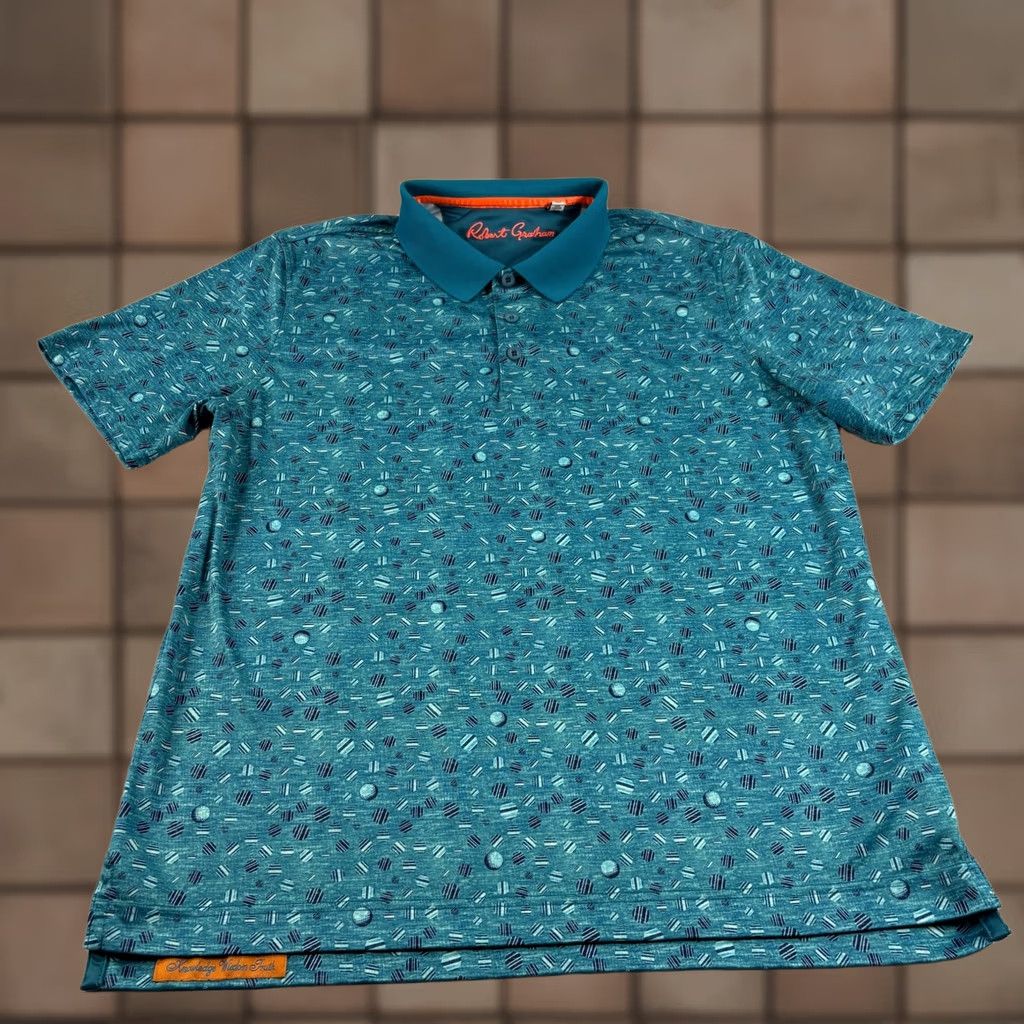 Robert Graham VINTAGE Robert Graham Shirt Mens XL Blue Golf Polo Geometric Performance Stretch Size US XL / EU 56 / 4 - 1 Thumbnail
