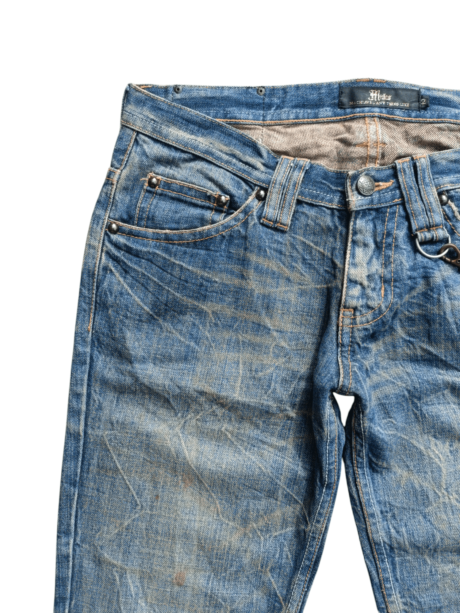 Japanese Brand FLARED Midas Japanese Machiavel Distressed Whiskers Jeans Size US 32 / EU 48 - 20 Thumbnail