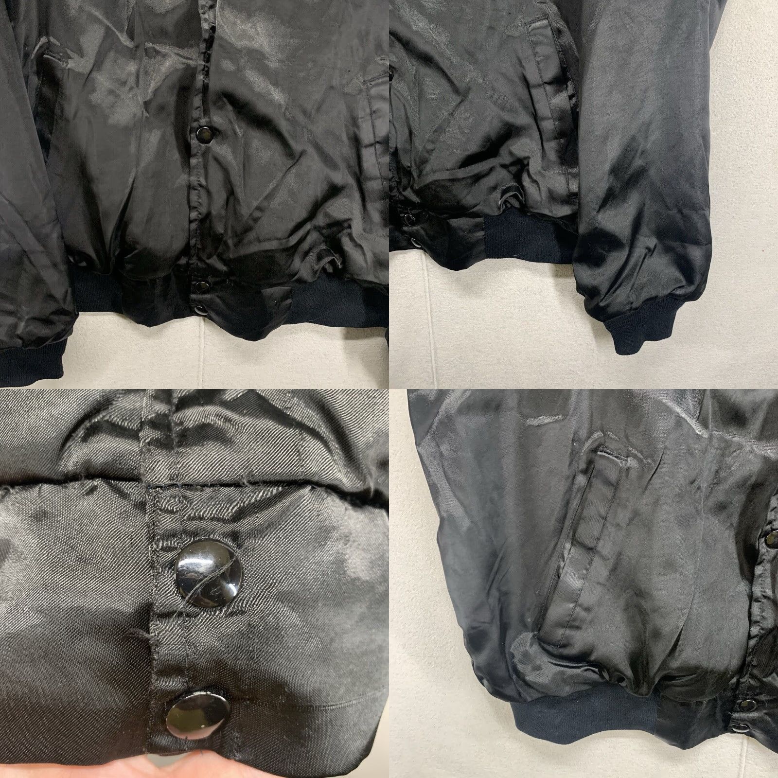 Vintage VINTAGE West Ark Jacket Mens L Black Satin Nylon Solid Band Button Snap Lightweight Breathable USA 80s 90s Hip Hop Size US L / EU 52-54 / 3 - 8 Thumbnail