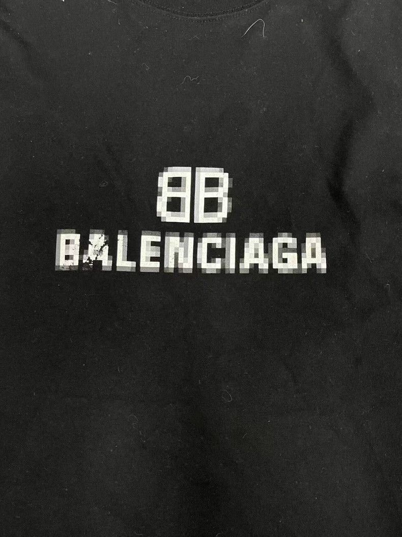 Balenciaga Balenciaga Mosaic Blur Logo BB Letters Loose Short Sleeve Size XS / US 0-2 / IT 36-38 - 3 Thumbnail