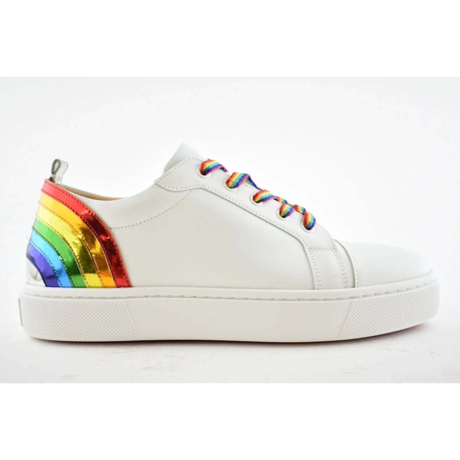 Christian Louboutin Christian Louboutin White Rainbow Lace Up Low Top Sneaker 40 Size US 10 / IT 40 - 2 Thumbnail