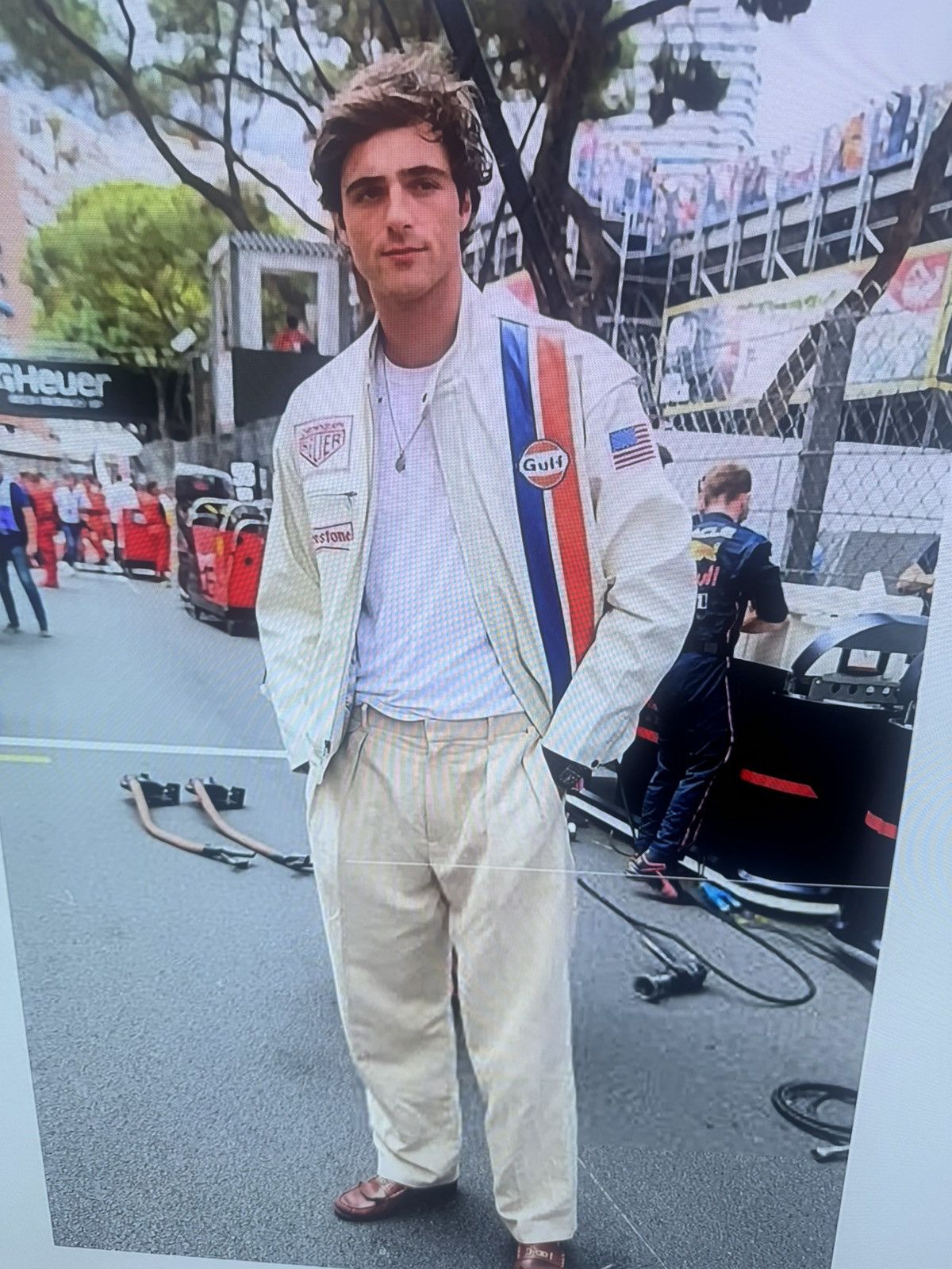 Vintage Vintage Dakota Heuer Gulf Formula Racing Leather Jacket Hype Size US M / EU 48-50 / 2 - 7 Thumbnail