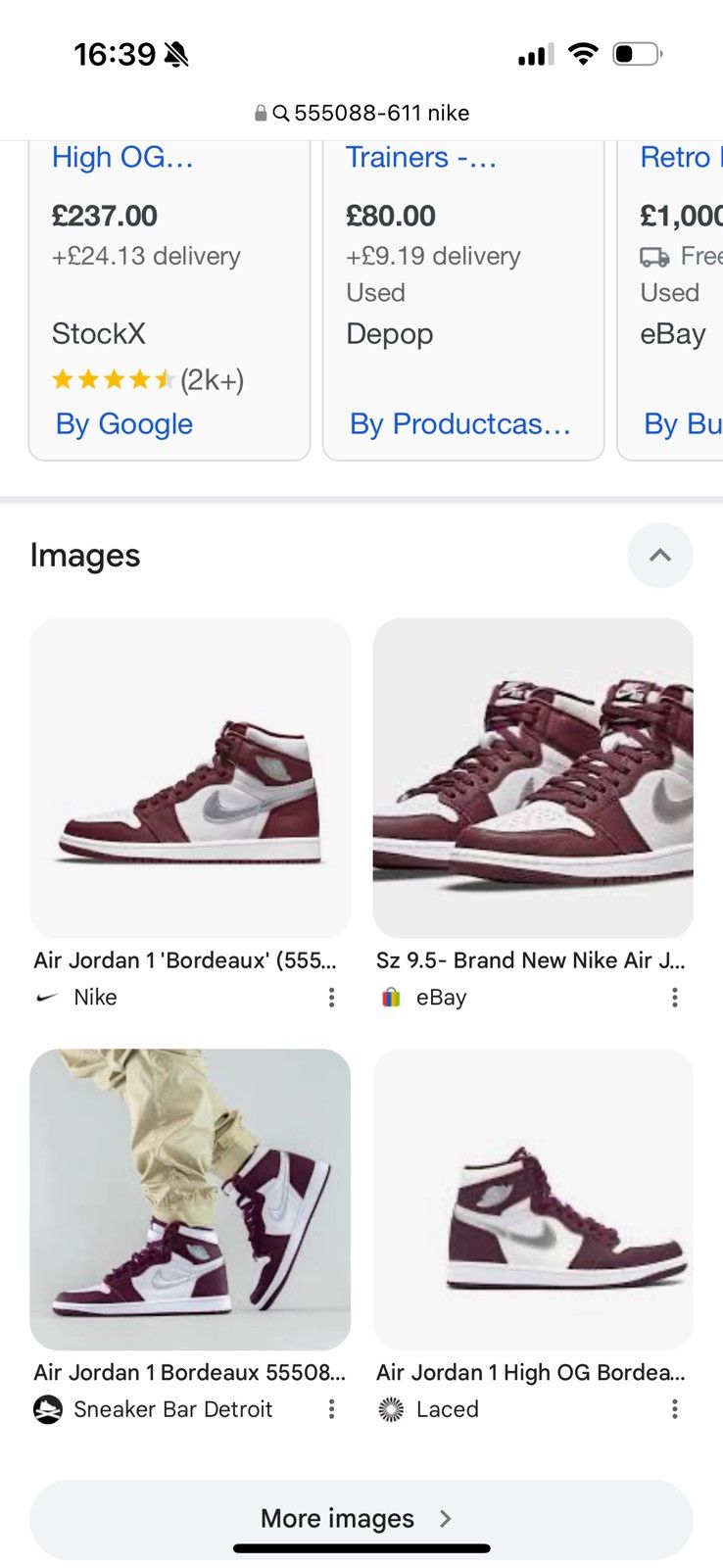 Nike NIKE AIR JORDAN 1 555088-611 “BORDEAUX. US9 new no box condi Size US 9 / EU 42 - 21 Thumbnail