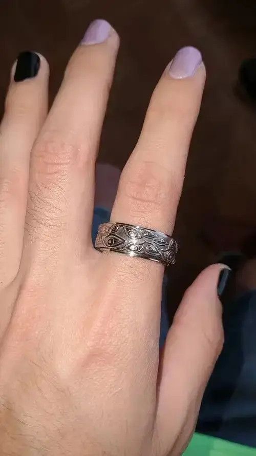 Other Silver Color The Eyes Engraved Ring (Size 7-13) Size ONE SIZE - 3 Thumbnail
