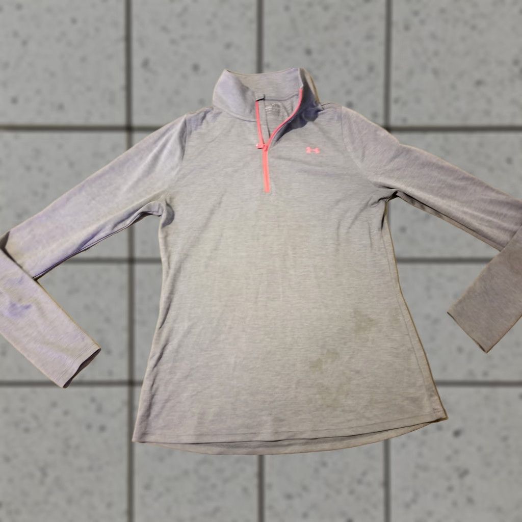 Under Armour VINTAGE? No — Under Armour Shirt M Gray 1/4 Zip Athletic Run + Jogging Women’s Shirt Size M / US 6-8 / IT 42-44 - 1 Thumbnail