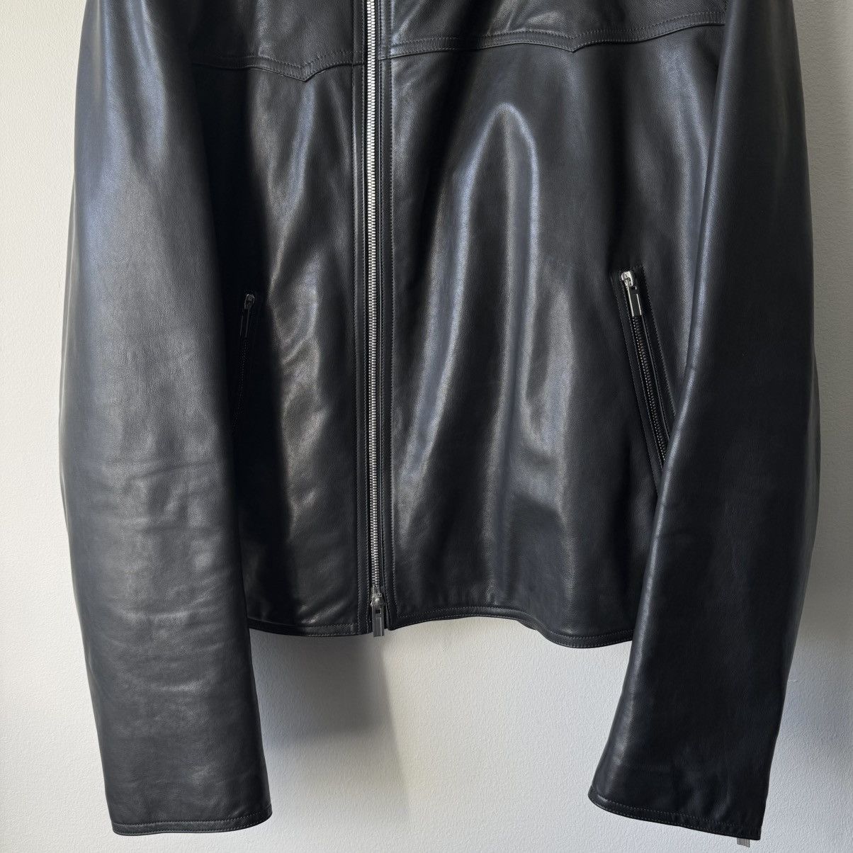 Hermes Hermes Black Calf Leather Cashmere Lined Cropped Jacket Size US L / EU 52-54 / 3 - 3 Thumbnail
