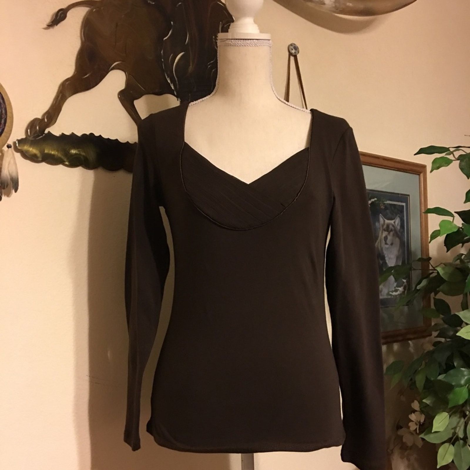 Other Moda International Brown long sleeve top Size S / US 4 / IT 40 - 1 Thumbnail